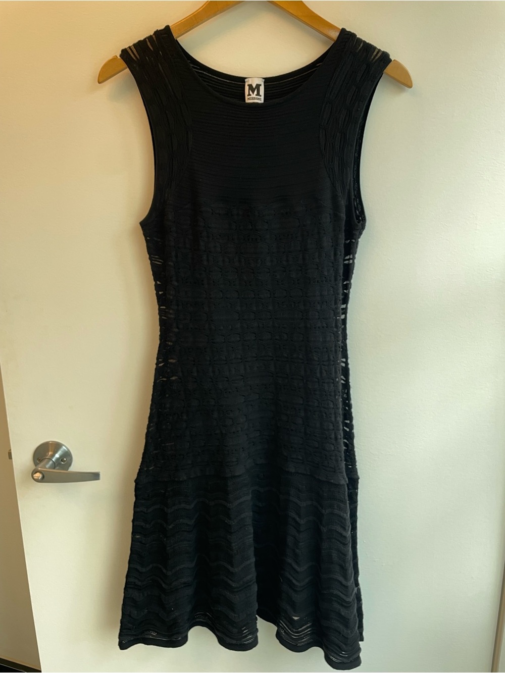 Missoni Black Classic Knit Fit-and-Flare Dress Size 42 Worn Once